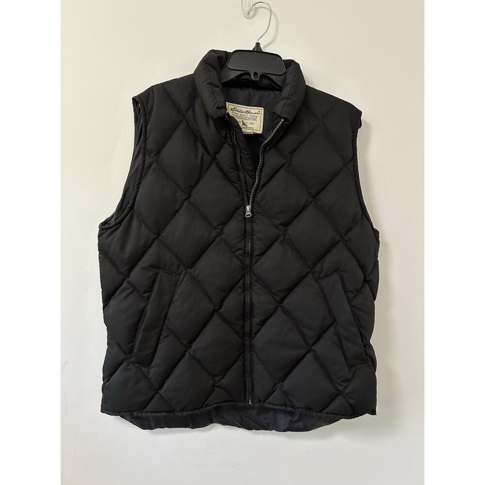 Eddie Bauer Goose Down Quilted Diamond Puffer Vest Black Size‎ Medium Women's